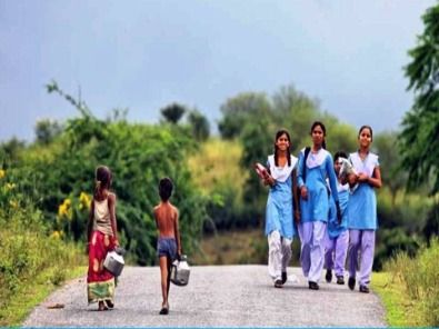Rural girls walking to school